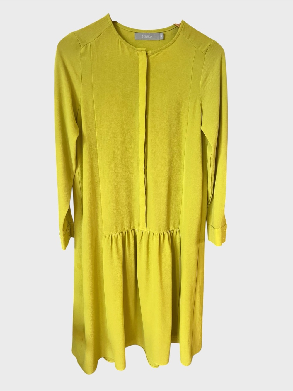 Solika Lime Green Long-Sleeve Drop-Waist Dress